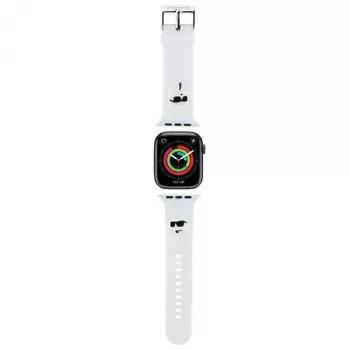 Karl Lagerfeld Bracelete de silicone 3D com cabeças Karl & Choupette NFT para Apple Watch 42/44/45/49mm branca
