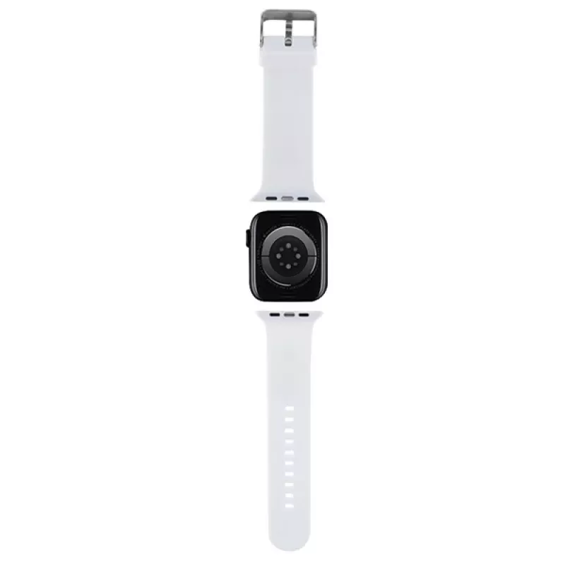 Karl Lagerfeld Bracelete de silicone 3D com cabeças Karl & Choupette NFT para Apple Watch 42/44/45/49mm branca