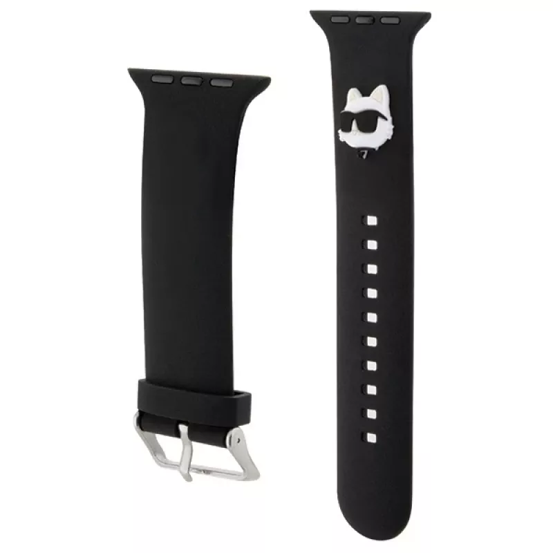 Karl Lagerfeld Bracelete de silicone 3D com cabeça Choupette para Apple Watch 38/40/41mm preta