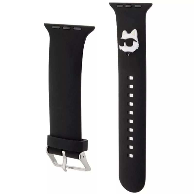 Karl Lagerfeld Bracelete de silicone 3D com cabeça Choupette para Apple Watch 42/44/45/49mm preta