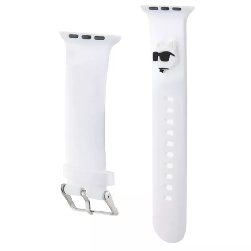 Karl Lagerfeld Bracelete de silicone 3D com cabeça Choupette para Apple Watch 42/44/45/49mm branca