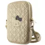 Hello Kitty Bolsa de telemóvel acolchoada com laços e alça para usar a tiracolo dourada
