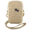 Hello Kitty Bolsa de telemóvel acolchoada com laços e alça para usar a tiracolo dourada