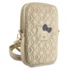 Hello Kitty Bolsa de telemóvel acolchoada com laços e alça para usar a tiracolo dourada