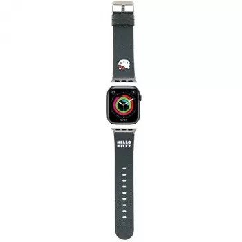 Hello Kitty HKAWMPGKHK Bracelete de silicone preta para Apple Watch 38/40/41mm