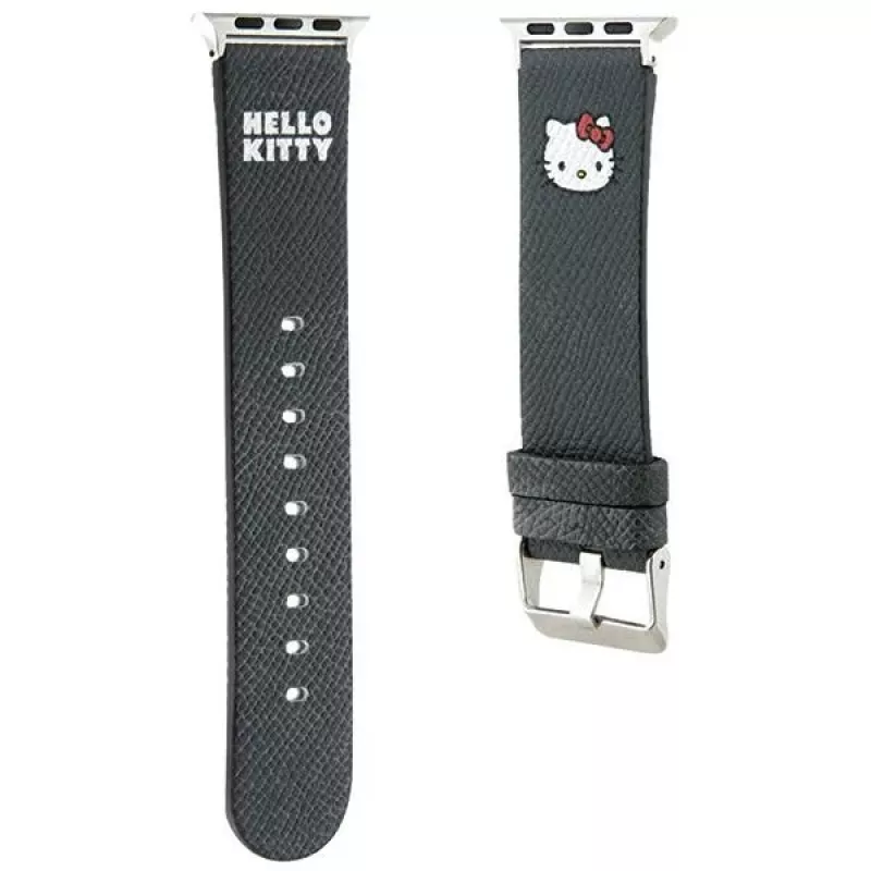 Hello Kitty HKAWMPGKHK Bracelete de silicone preta para Apple Watch 38/40/41mm