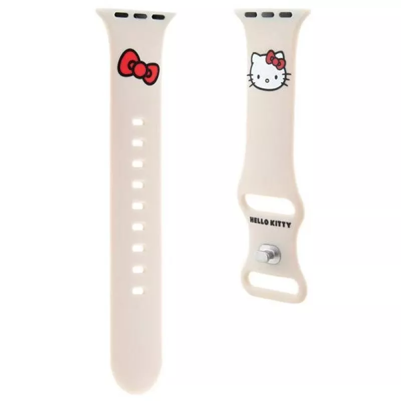 Hello Kitty HKAWMSCHBLE Bracelete em silicone para Apple Watch 38/40/41mm - bege
