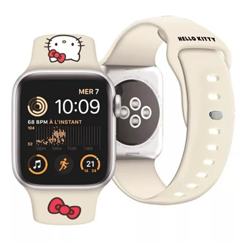 Hello Kitty HKAWMSCHBLE Bracelete em silicone para Apple Watch 38/40/41mm - bege