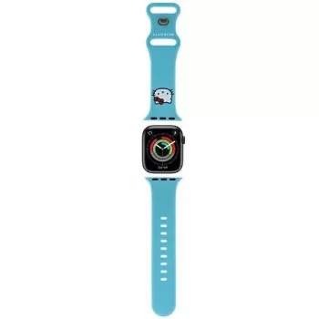 Hello Kitty HKAWMSCHBLB Bracelete para Apple Watch 38/40/41mm azul em silicone com Kitty Head