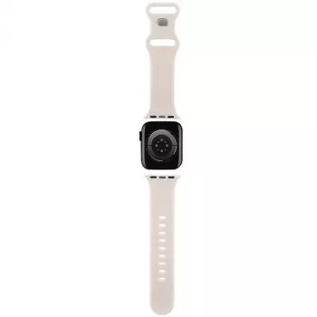 Hello Kitty HKAWMSDGPTE Bracelete para Apple Watch 38/40/41mm bege em silicone Graffiti Tags