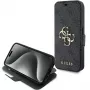 Guess GUBKP15L4GMGGR Capa tipo livro para iPhone 15 Pro 6,1 polegadas cinzenta com logótipo metálico 4G