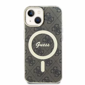 Guess GUHMP15SH4STW Capa rígida para iPhone 15 / 14 / 13 6,1 polegadas castanha IML 4G MagSafe