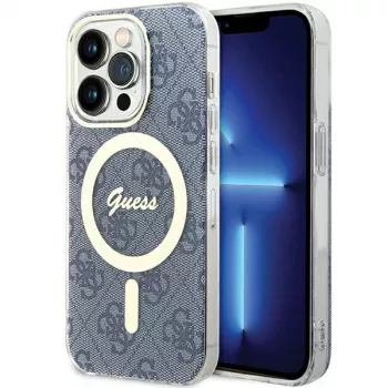 Guess GUHMP15LH4STB Capa rígida para iPhone 15 Pro 6,1 polegadas azul IML 4G MagSafe