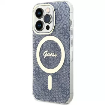 Guess GUHMP15LH4STB Capa rígida para iPhone 15 Pro 6,1 polegadas azul IML 4G MagSafe