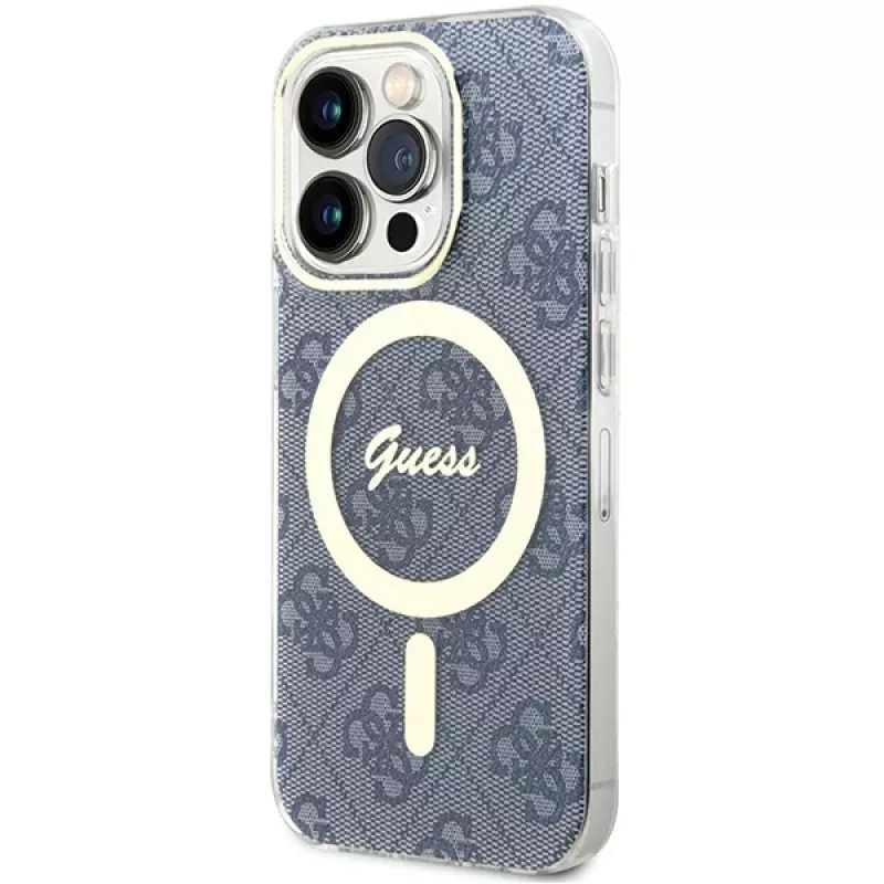 Guess GUHMP15LH4STB Capa rígida para iPhone 15 Pro 6,1 polegadas azul IML 4G MagSafe