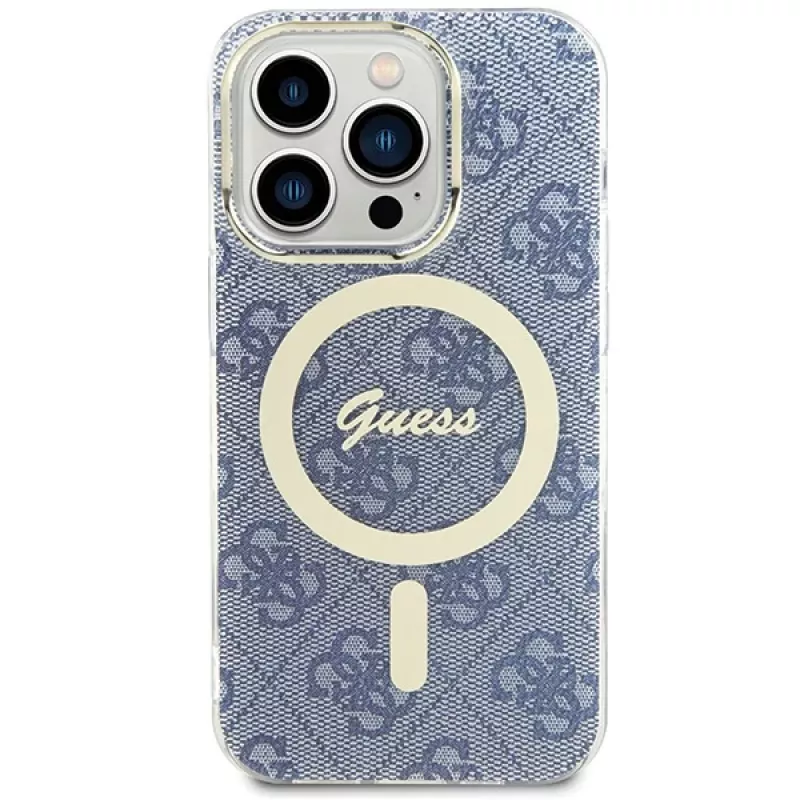Guess GUHMP15LH4STB Capa rígida para iPhone 15 Pro 6,1 polegadas azul IML 4G MagSafe