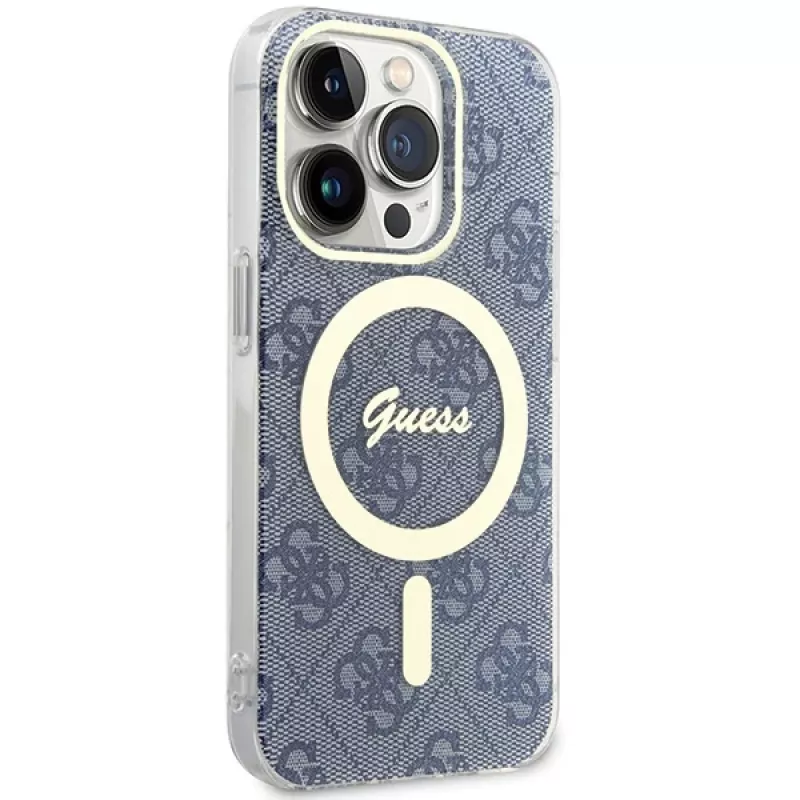 Guess GUHMP15LH4STB Capa rígida para iPhone 15 Pro 6,1 polegadas azul IML 4G MagSafe