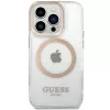 Guess GUHMP15SHTRMD Capa rígida Metal Outline para iPhone 15/14/13, dourada, MagSafe