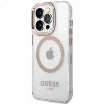 Guess GUHMP15XHTRMD Capa rígida Metal Outline para Apple iPhone 15 Pro Max, dourada, compatível com MagSafe