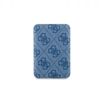 Guess Power bank sem fios 5000mAh azul com logótipo metálico em pele 4G MagSafe 15W