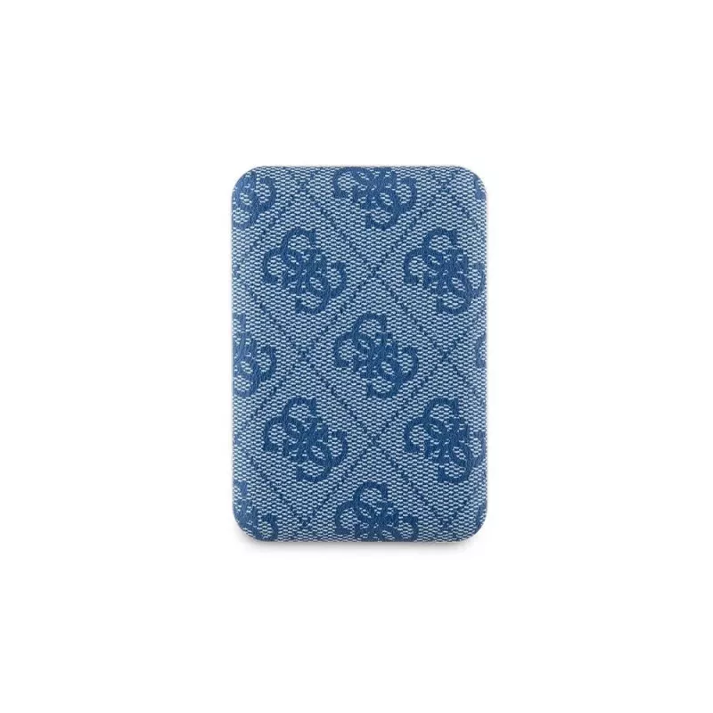 Guess Power bank sem fios 5000mAh azul com logótipo metálico em pele 4G MagSafe 15W