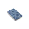 Guess Power bank sem fios 5000mAh azul com logótipo metálico em pele 4G MagSafe 15W