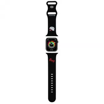 Hello Kitty HKAWLSCHBLK Bracelete em silicone para Apple Watch 42/44/45/49mm preta