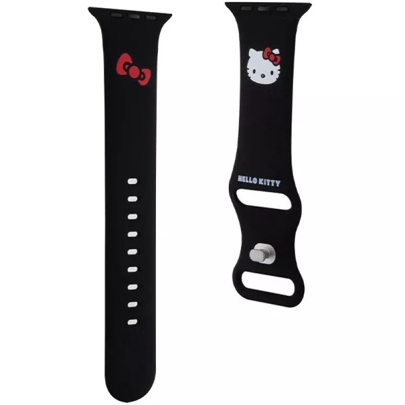 Hello Kitty HKAWLSCHBLK Bracelete em silicone para Apple Watch 42/44/45/49mm preta