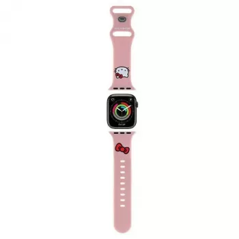 Hello Kitty HKAWLSCHBLP Bracelete em silicone para Apple Watch 42/44/45/49mm rosa