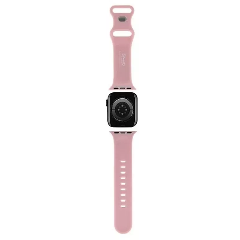Hello Kitty HKAWLSCHBLP Bracelete em silicone para Apple Watch 42/44/45/49mm rosa