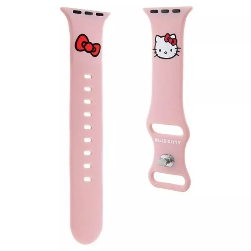 Hello Kitty HKAWLSCHBLP Bracelete em silicone para Apple Watch 42/44/45/49mm rosa