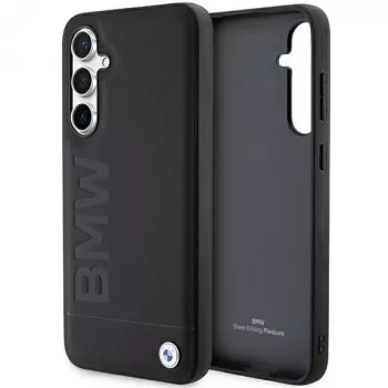 BMW Capa em pele com gravação a quente preta para Samsung Galaxy S23 FE S711