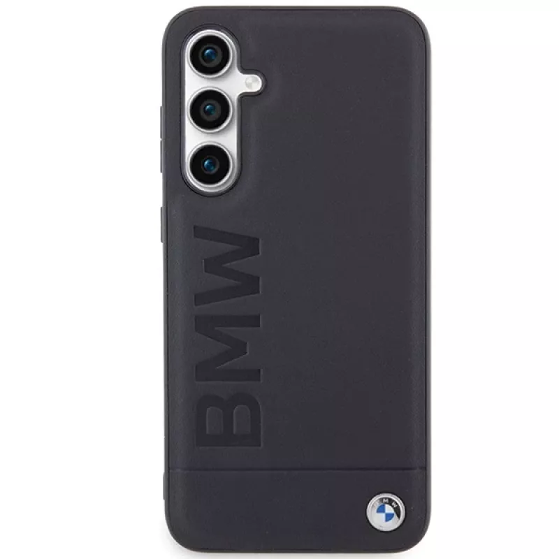 BMW Capa em pele com gravação a quente preta para Samsung Galaxy S23 FE S711