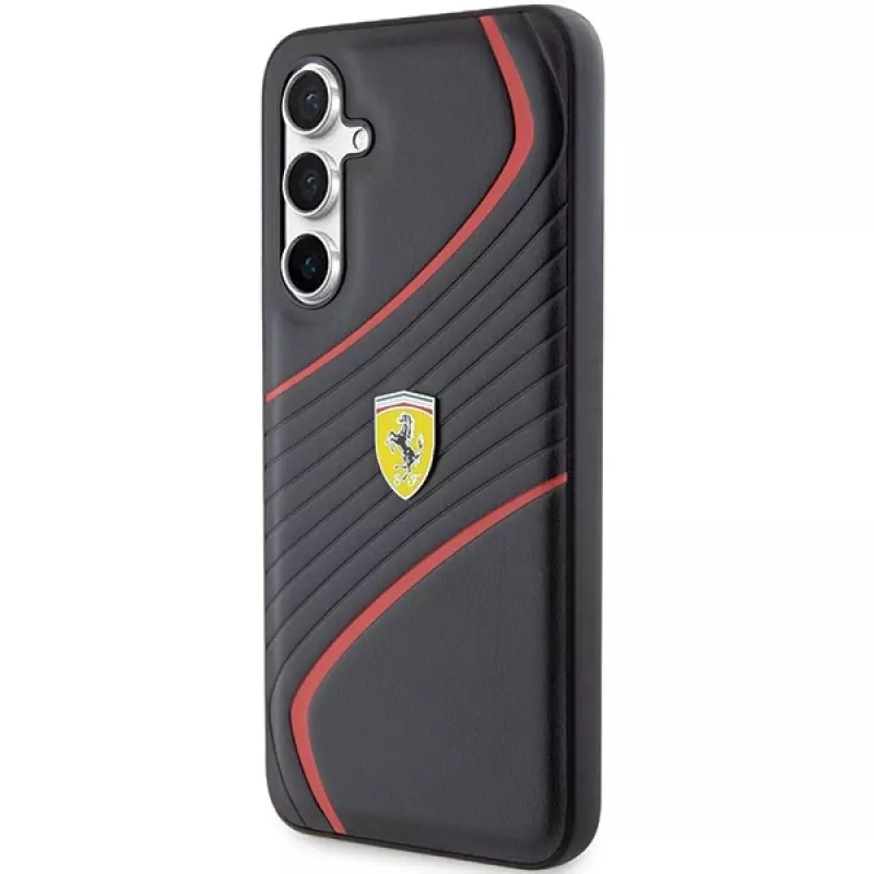 Ferrari FEHCS23FEPTWK Capa rígida Twist com logótipo metálico preta para S23 FE S711