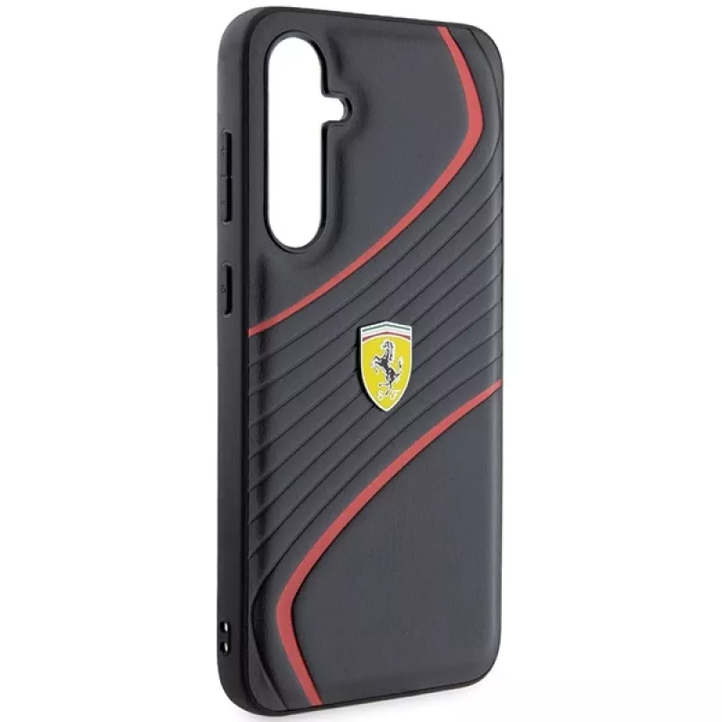 Ferrari FEHCS23FEPTWK Capa rígida Twist com logótipo metálico preta para S23 FE S711