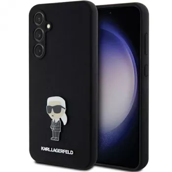 Karl Lagerfeld KLHCS23FEMHKNPK Capa protetora preta em silicone Ikonik Metal Pin para S23 FE S711
