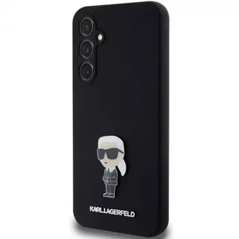 Karl Lagerfeld KLHCS23FEMHKNPK Capa protetora preta em silicone Ikonik Metal Pin para S23 FE S711