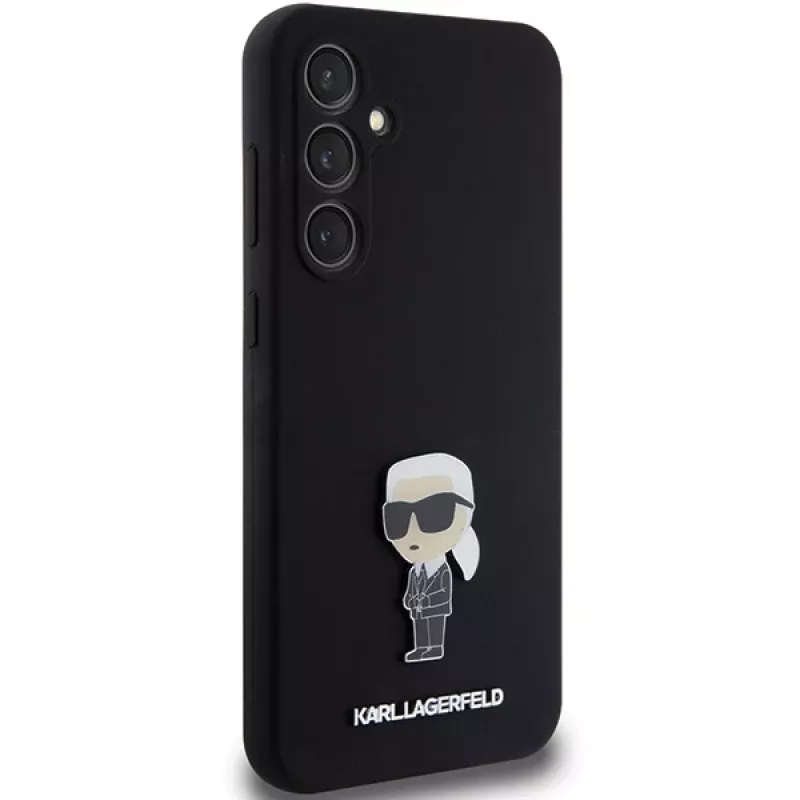 Karl Lagerfeld KLHCS23FEMHKNPK Capa protetora preta em silicone Ikonik Metal Pin para S23 FE S711