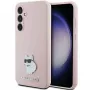 Karl Lagerfeld KLHCS23FESMHCNPP Capa rosa em silicone Choupette Metal Pin para Samsung Galaxy S23 FE S711