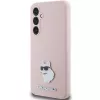 Karl Lagerfeld KLHCS23FESMHCNPP Capa rosa em silicone Choupette Metal Pin para Samsung Galaxy S23 FE S711