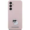 Karl Lagerfeld KLHCS23FESMHCNPP Capa rosa em silicone Choupette Metal Pin para Samsung Galaxy S23 FE S711