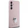 Karl Lagerfeld KLHCS23FESMHCNPP Capa rosa em silicone Choupette Metal Pin para Samsung Galaxy S23 FE S711