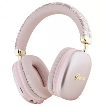 Auscultadores Bluetooth on-ear Guess Gcube Metallic Script Logo rosa