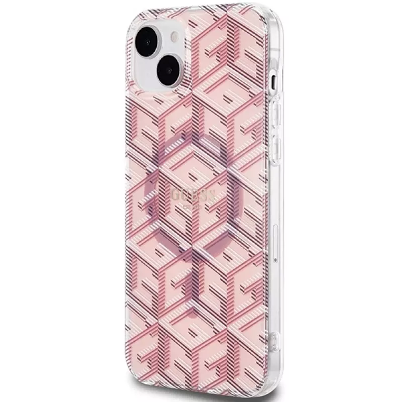 Guess GUHMP15SHGCUSTGP Capa rígida IML GCube MagSafe para iPhone 15/14/13 6,1