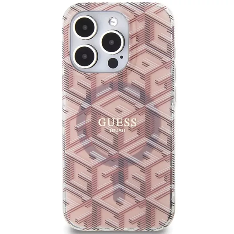 Guess GUHMP15LHGCUSTGP Capa rígida IML GCube MagSafe para iPhone 15 Pro 6,1