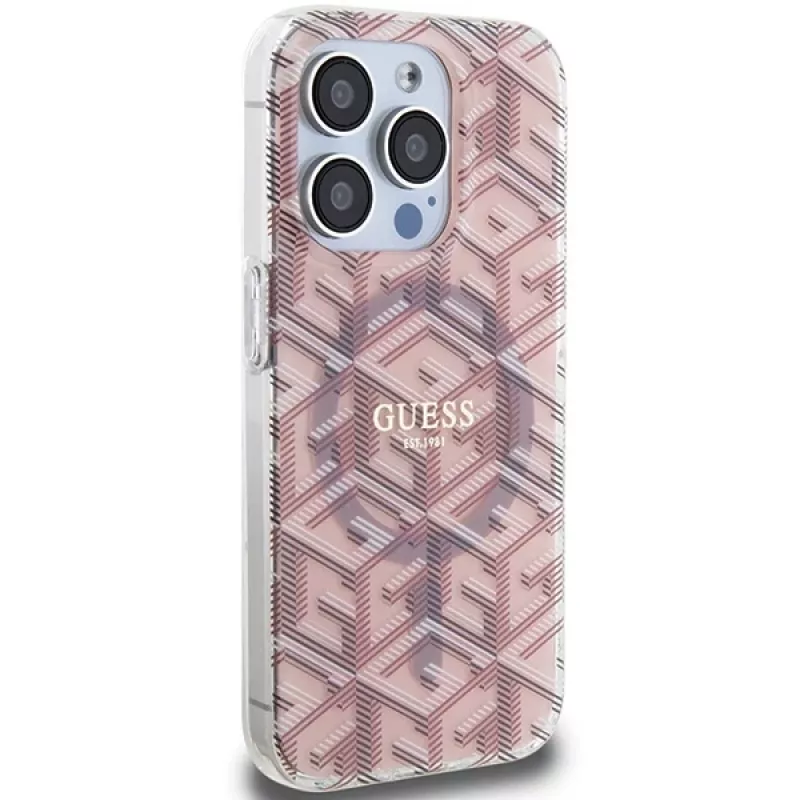 Guess GUHMP15LHGCUSTGP Capa rígida IML GCube MagSafe para iPhone 15 Pro 6,1