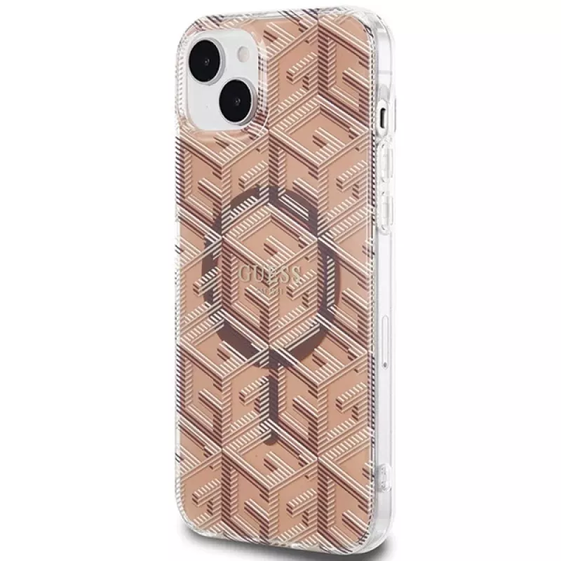 Guess GUHMP15SHGCUSTGW Capa rígida IML GCube MagSafe para iPhone 15 / 14 / 13 6,1