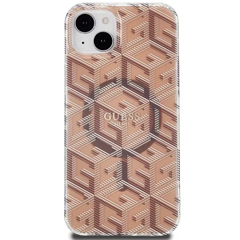 Guess GUHMP15MHGCUSTGW Capa rígida IML GCube MagSafe para iPhone 15 Plus / 14 Plus 6,7