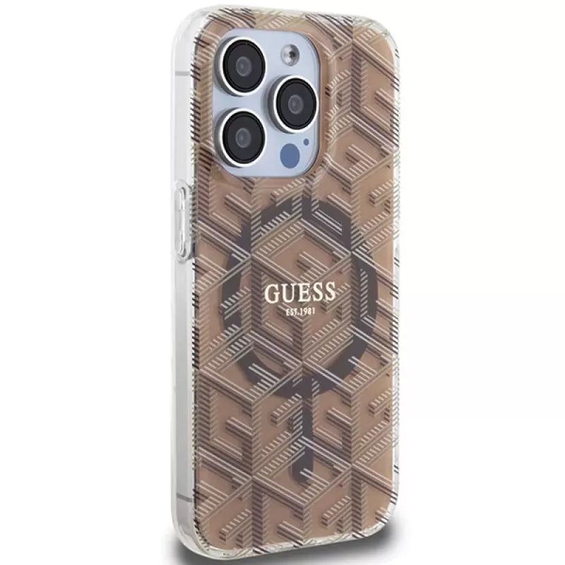 Guess GUHMP15XHGCUSTGW Capa rígida IML GCube MagSafe para iPhone 15 Pro Max 6,7