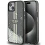 Guess GUHCP15MLFCSEGK Capa rígida Liquid Glitter Gold Stripes para iPhone 15 Plus / 14 Plus 6,7
